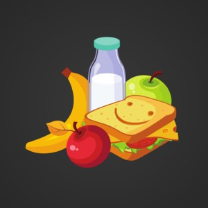 Cartoon food with smiling sandwich